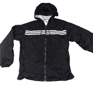 Adidas Black Hooded Jacket Size Large Casual Zip-Up